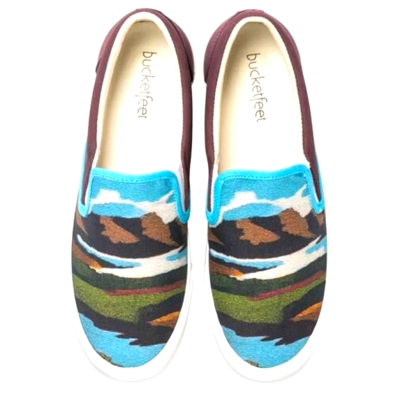 Bucket Feet Shoes - BucketFeet Matanuska Glacier Colorful & Chic Slip-On Shoes